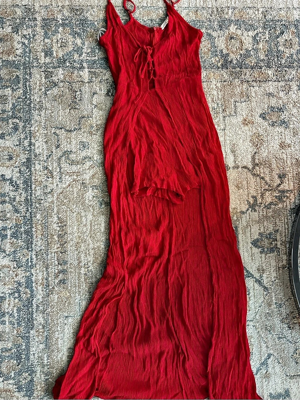 Lascana Lace Maxi Overlay Romper Red